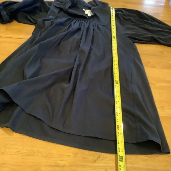 Emily McCarthy Dress Stella Med Black V-Neck 3/4 Sleeves Cotton Ruffle Collar - Picture 4 of 6